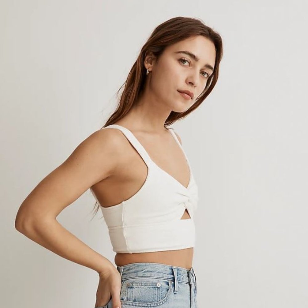 Madwell Cutout Knot-Front Crop Tank Top
